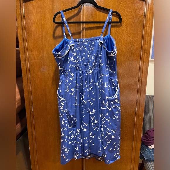 City Chic Blue and White Midi dress with Pockets - Picture 2 of 2